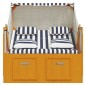 vidaXL Strandkorb mit Kissen Poly Rattan und Massivholz Weiß & Blau vidaXL Strandkorb mit Kissen Poly Rattan und Massivholz Weiß & Blau