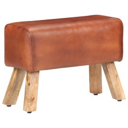 vidaXL Sitzbank Turnbock-Design 58cm Braun Echtleder Mango Massivholz