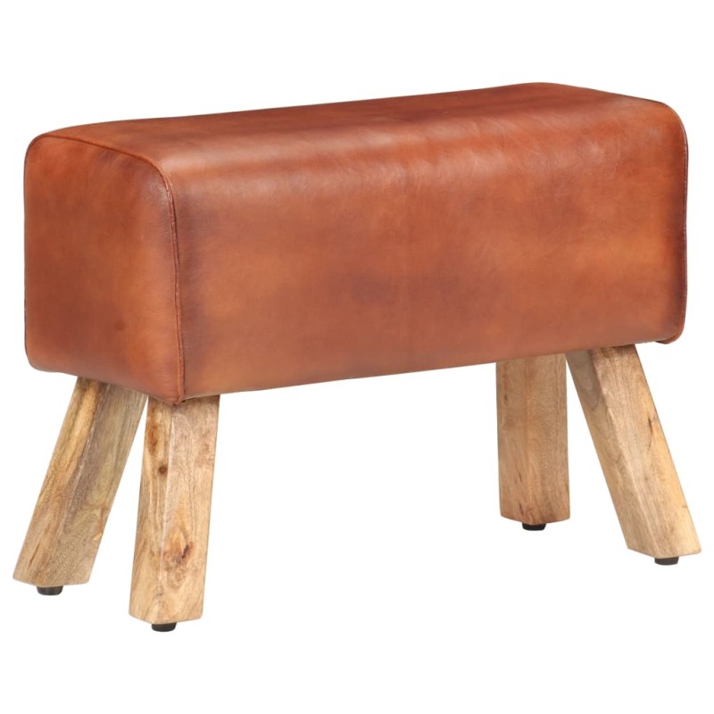 vidaXL Sitzbank Turnbock-Design 58cm Braun Echtleder Mango Massivholz vidaXL Sitzbank Turnbock-Design 58cm Braun Echtleder Mango Massivholz