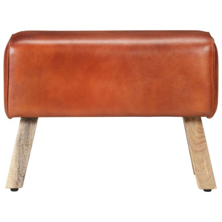 vidaXL Sitzbank Turnbock-Design 58cm Braun Echtleder Mango Massivholz