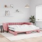 vidaXL Tagesbett Ausziehbar mit Matratzen Rosa 100x200 cm Samt vidaXL Tagesbett Ausziehbar mit Matratzen Rosa 100x200 cm Samt