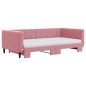 vidaXL Tagesbett Ausziehbar mit Matratzen Rosa 100x200 cm Samt vidaXL Tagesbett Ausziehbar mit Matratzen Rosa 100x200 cm Samt