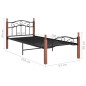 vidaXL Bettgestell Schwarz Metall und Massivholz Eiche 90x200 cm vidaXL Bettgestell Schwarz Metall und Massivholz Eiche 90x200 cm