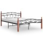 vidaXL Massivholzbett Schwarz Metall und Eiche 140x200 cm vidaXL Massivholzbett Schwarz Metall und Eiche 140x200 cm