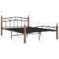 vidaXL Massivholzbett Schwarz Metall und Eiche 140x200 cm vidaXL Massivholzbett Schwarz Metall und Eiche 140x200 cm