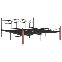 vidaXL Massivholzbett Schwarz Metall und Eiche 180x200 cm