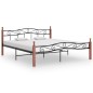vidaXL Bettgestell Schwarz Metall und Massivholz Eiche 200x200 cm vidaXL Bettgestell Schwarz Metall und Massivholz Eiche 200x200 cm