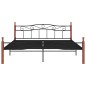 vidaXL Bettgestell Schwarz Metall und Massivholz Eiche 200x200 cm vidaXL Bettgestell Schwarz Metall und Massivholz Eiche 200x200 cm