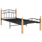 vidaXL Massivholzbett Schwarz Metall und Eiche 90x200 cm