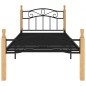 vidaXL Massivholzbett Schwarz Metall und Eiche 90x200 cm