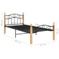 vidaXL Massivholzbett Schwarz Metall und Eiche 90x200 cm