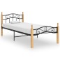vidaXL Bettgestell Schwarz Metall und Massivholz Eiche 100x200 cm vidaXL Bettgestell Schwarz Metall und Massivholz Eiche 100x200 cm
