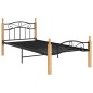 vidaXL Bettgestell Schwarz Metall und Massivholz Eiche 100x200 cm vidaXL Bettgestell Schwarz Metall und Massivholz Eiche 100x200 cm