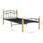 vidaXL Bettgestell Schwarz Metall und Massivholz Eiche 100x200 cm vidaXL Bettgestell Schwarz Metall und Massivholz Eiche 100x200 cm