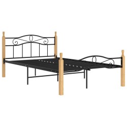 vidaXL Massivholzbett Schwarz Metall und Eiche 120x200 cm