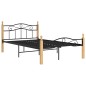 vidaXL Massivholzbett Schwarz Metall und Eiche 120x200 cm vidaXL Massivholzbett Schwarz Metall und Eiche 120x200 cm