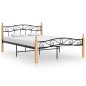 vidaXL Massivholzbett Schwarz Metall und Eiche 140x200 cm vidaXL Massivholzbett Schwarz Metall und Eiche 140x200 cm