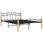 vidaXL Massivholzbett Schwarz Metall und Eiche 140x200 cm vidaXL Massivholzbett Schwarz Metall und Eiche 140x200 cm