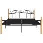 vidaXL Massivholzbett Schwarz Metall und Eiche 140x200 cm vidaXL Massivholzbett Schwarz Metall und Eiche 140x200 cm