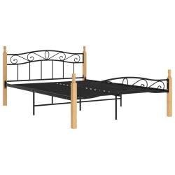 vidaXL Massivholzbett Schwarz Metall und Eiche 160x200 cm