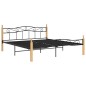 vidaXL Massivholzbett Schwarz Metall und Eiche 180x200 cm vidaXL Massivholzbett Schwarz Metall und Eiche 180x200 cm