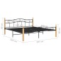 vidaXL Massivholzbett Schwarz Metall und Eiche 180x200 cm vidaXL Massivholzbett Schwarz Metall und Eiche 180x200 cm