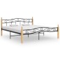 vidaXL Massivholzbett Schwarz Metall und Eiche 200x200 cm vidaXL Massivholzbett Schwarz Metall und Eiche 200x200 cm