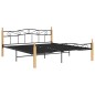 vidaXL Massivholzbett Schwarz Metall und Eiche 200x200 cm vidaXL Massivholzbett Schwarz Metall und Eiche 200x200 cm