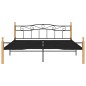 vidaXL Massivholzbett Schwarz Metall und Eiche 200x200 cm vidaXL Massivholzbett Schwarz Metall und Eiche 200x200 cm