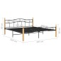 vidaXL Massivholzbett Schwarz Metall und Eiche 200x200 cm vidaXL Massivholzbett Schwarz Metall und Eiche 200x200 cm