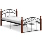 vidaXL Bettgestell Schwarz Metall und Massivholz Eiche 100x200 cm vidaXL Bettgestell Schwarz Metall und Massivholz Eiche 100x200 cm