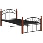 vidaXL Bettgestell Schwarz Metall und Massivholz Eiche 100x200 cm vidaXL Bettgestell Schwarz Metall und Massivholz Eiche 100x200 cm