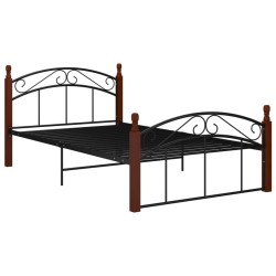 vidaXL Massivholzbett Schwarz Metall und Eiche 120x200 cm 