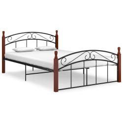 vidaXL Massivholzbett Schwarz Metall und Eiche 140x200 cm 