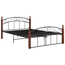 vidaXL Massivholzbett Schwarz Metall und Eiche 140x200 cm 