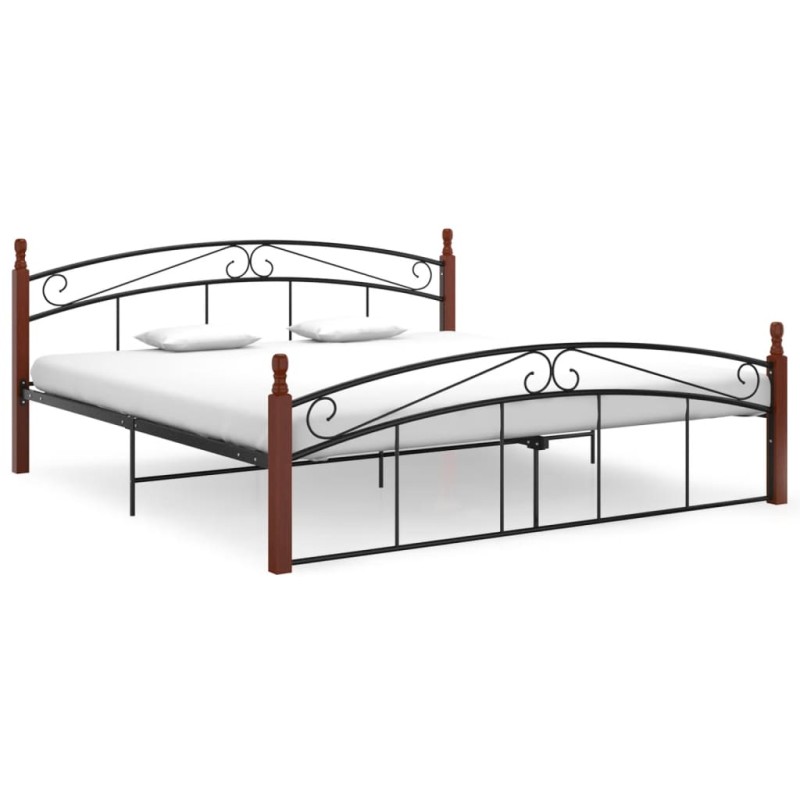 vidaXL Massivholzbett Schwarz Metall und Eiche 180x200 cm vidaXL Massivholzbett Schwarz Metall und Eiche 180x200 cm