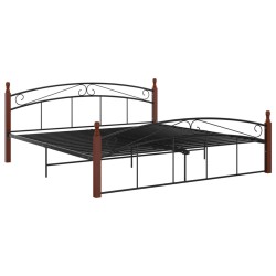 vidaXL Massivholzbett Schwarz Metall und Eiche 180x200 cm 