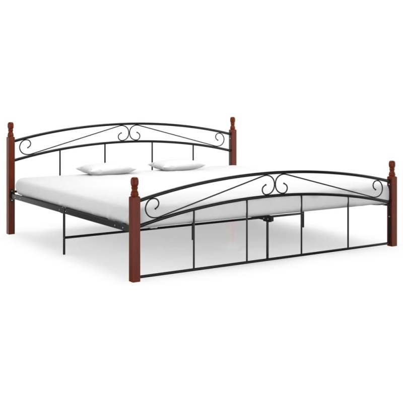 vidaXL Massivholzbett Schwarz Metall und Eiche 200x200 cm vidaXL Massivholzbett Schwarz Metall und Eiche 200x200 cm