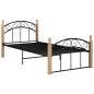 vidaXL Bettgestell Schwarz Metall und Massivholz Eiche 90x200 cm vidaXL Bettgestell Schwarz Metall und Massivholz Eiche 90x200 cm