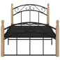 vidaXL Bettgestell Schwarz Metall und Massivholz Eiche 90x200 cm vidaXL Bettgestell Schwarz Metall und Massivholz Eiche 90x200 cm