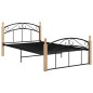 vidaXL Bettgestell Schwarz Metall und Massivholz Eiche 120x200 cm vidaXL Bettgestell Schwarz Metall und Massivholz Eiche 120x200 cm