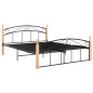 vidaXL Massivholzbett Schwarz Metall und Eiche 140x200 cm vidaXL Massivholzbett Schwarz Metall und Eiche 140x200 cm
