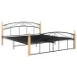 vidaXL Massivholzbett Schwarz Metall und Eiche 160x200 cm vidaXL Massivholzbett Schwarz Metall und Eiche 160x200 cm
