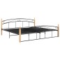 vidaXL Bettgestell Schwarz Metall und Massivholz Eiche 200x200 cm vidaXL Bettgestell Schwarz Metall und Massivholz Eiche 200x200 cm