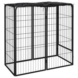 vidaXL 6-tlg. Hundelaufstall Schwarz 50x100cm Stahl Pulverbeschichtung