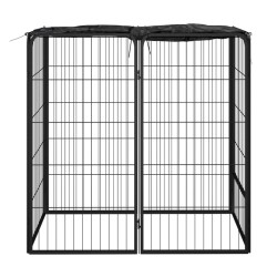 vidaXL 6-tlg. Hundelaufstall Schwarz 50x100cm Stahl Pulverbeschichtung