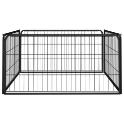 vidaXL 4-tlg. Hundelaufstall Schwarz 100x50cm Stahl Pulverbeschichtung