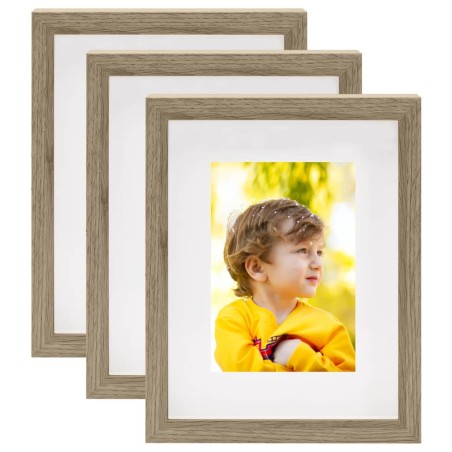 vidaXL 3D-Box-Bilderrahmen 3Stk. Dunkles Holz 20x25cm für 13x18cm Bild