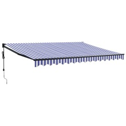 vidaXL Elektrische Markise mit Kurbel Blau und Weiß 4x3 m