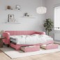 vidaXL Tagesbett Ausziehbar mit Schubladen Rosa 90x200 cm Samt vidaXL Tagesbett Ausziehbar mit Schubladen Rosa 90x200 cm Samt